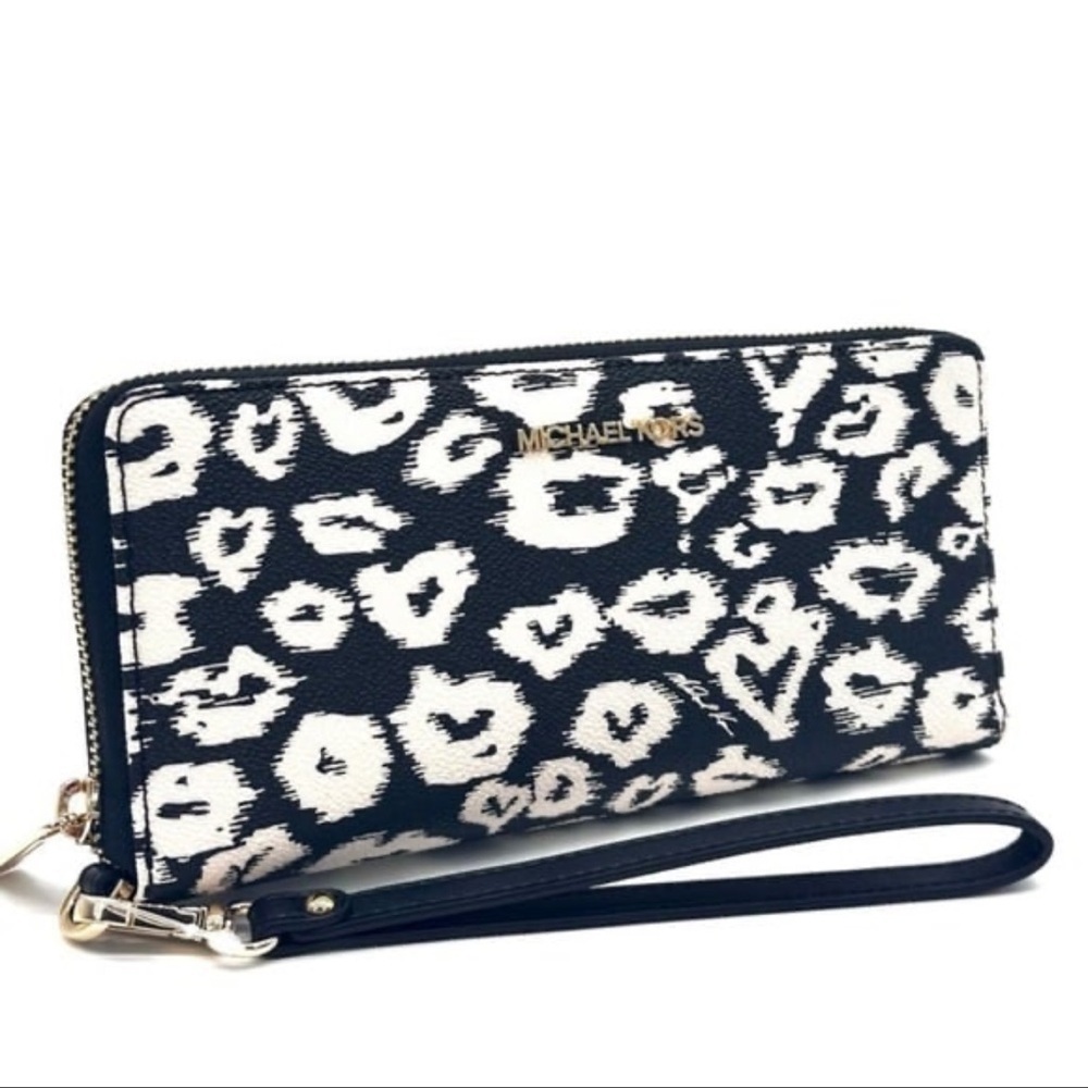 Michael Kors Large Continental Wallet Wristlet Black Multi